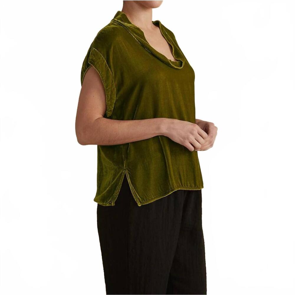 NEW CUT LOOSE velvet cowl top in frog - Picture 2 of 4